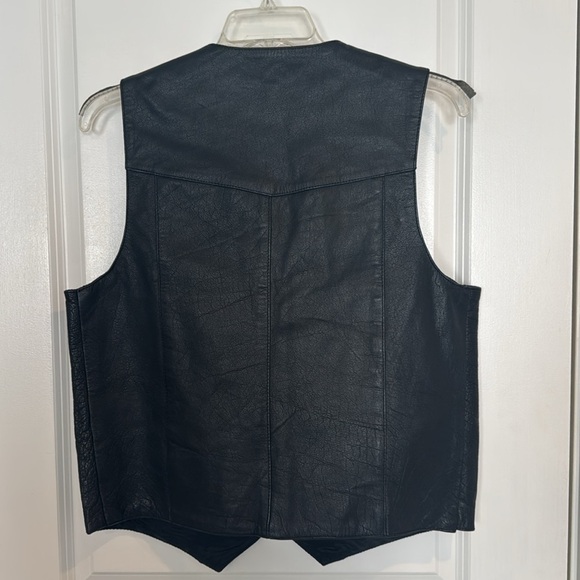 Leather Gallery Black Moto Biker Western leather vest 42R - Picture 8 of 9